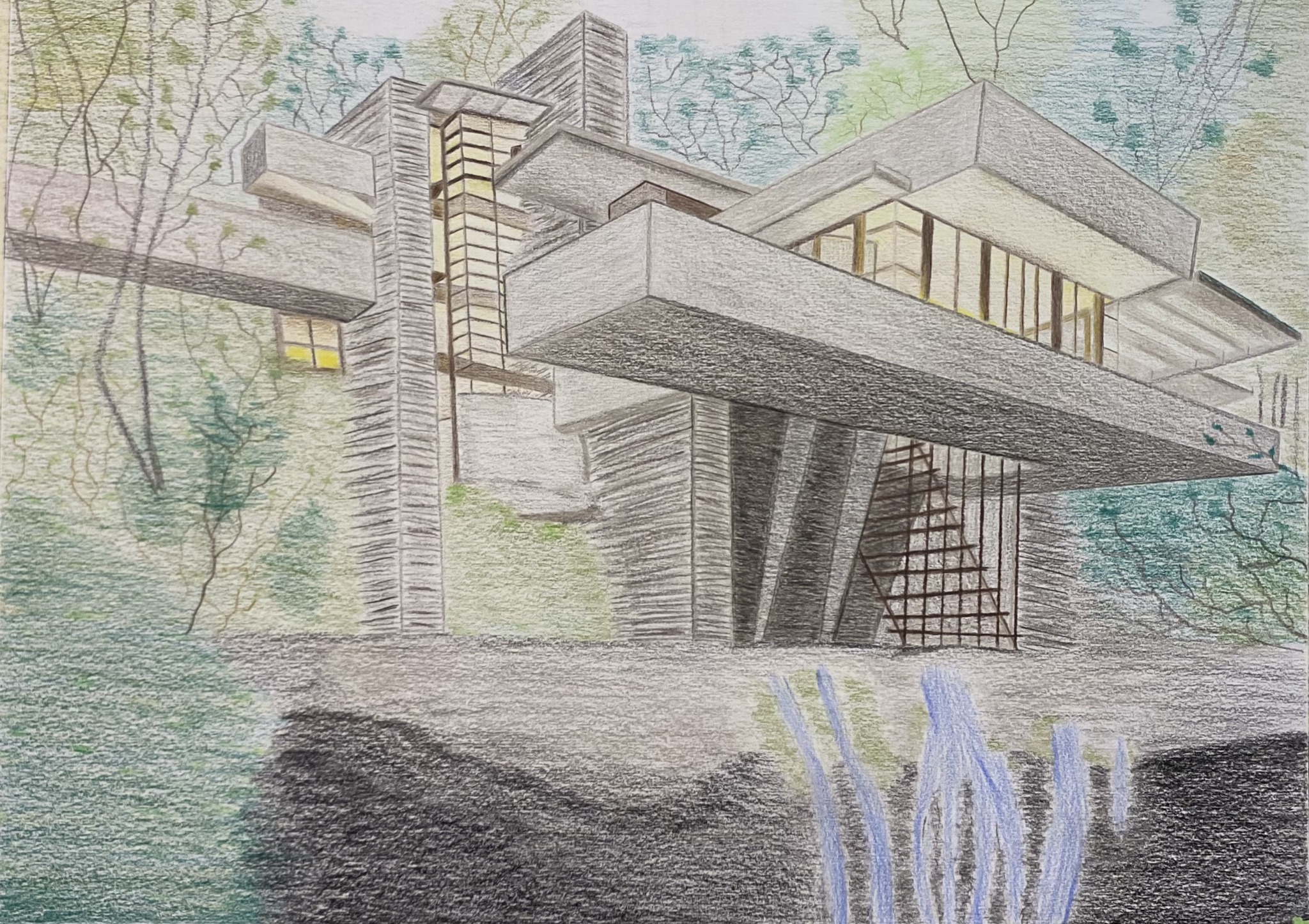 Another architectural pencil drawing from her studies